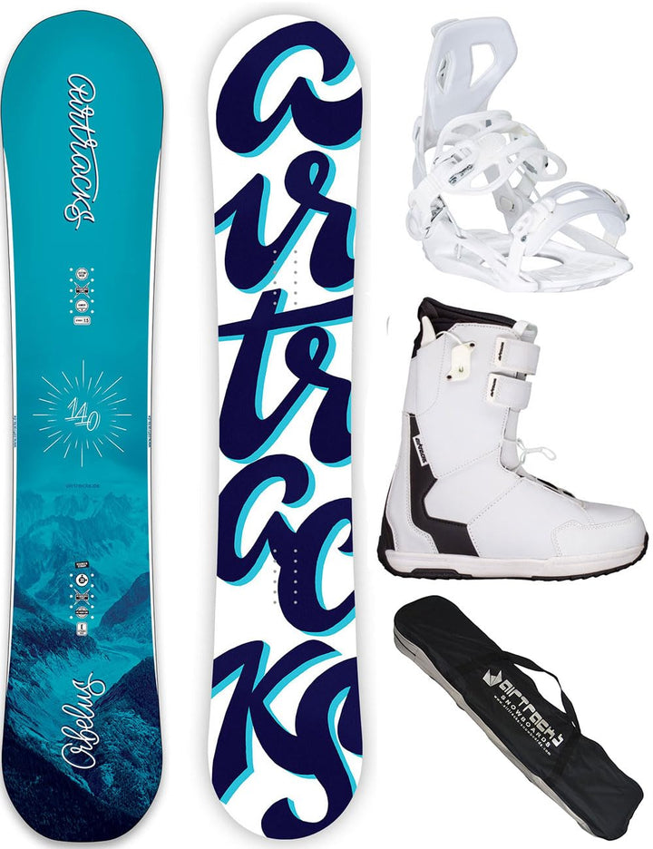 Airtracks Damen Snowboard Set Orbelus Lady Camber + Bindung Master W Fastec + Snowboard Boots + Sb B