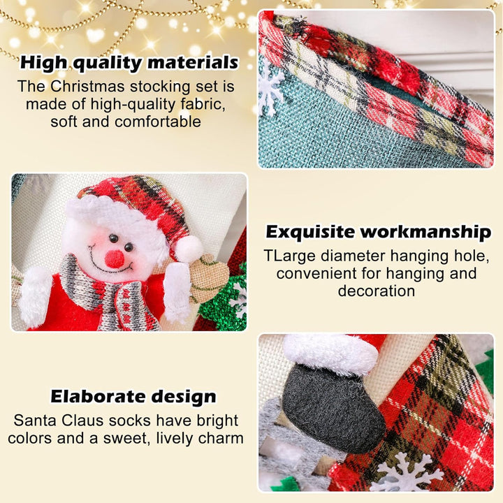 BORDEAG Weihnachtsstrumpf, 4 Stück Weihnachtssocken Geschenktüte, Nikolausstiefel Socken zum Befülle