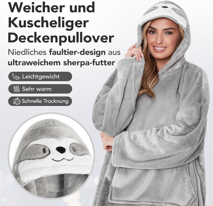 CityComfort Oversized Hoodie, Riesig Deckenpullover zum Faulenzen, Extra Bequem Hoodie Decke mit Ärm