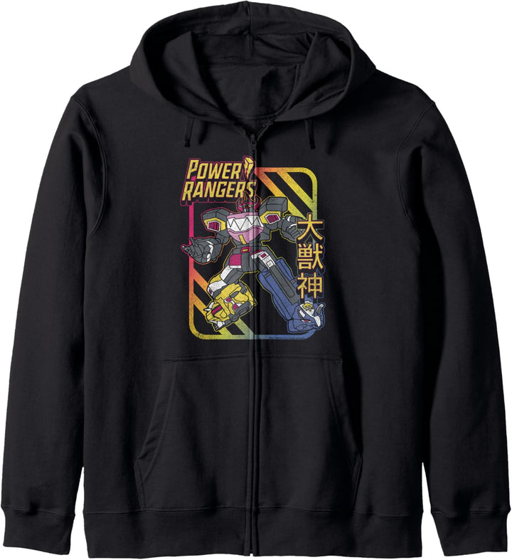 Power Rangers Daizyujin Kanji Dino Megazord Rainbow Portrait Kapuzenjacke