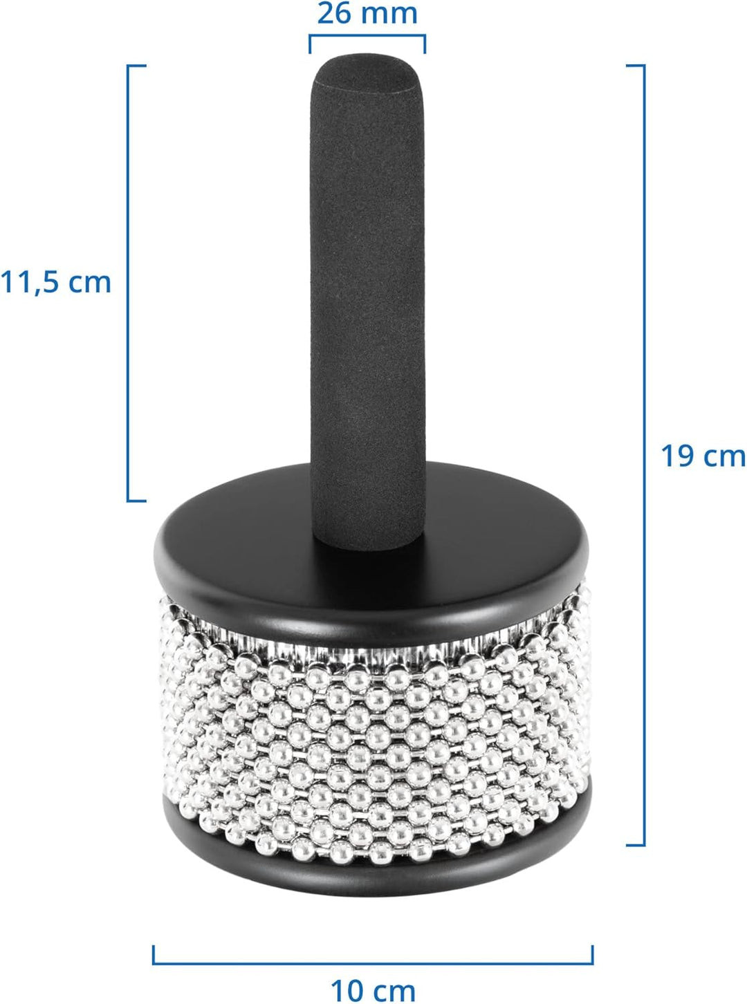 XDrum CB1-BK Cabasa Medium - Klassisches Rhythmusinstrument aus Holz - 10 Ketten à 34 Perlen - Mittl