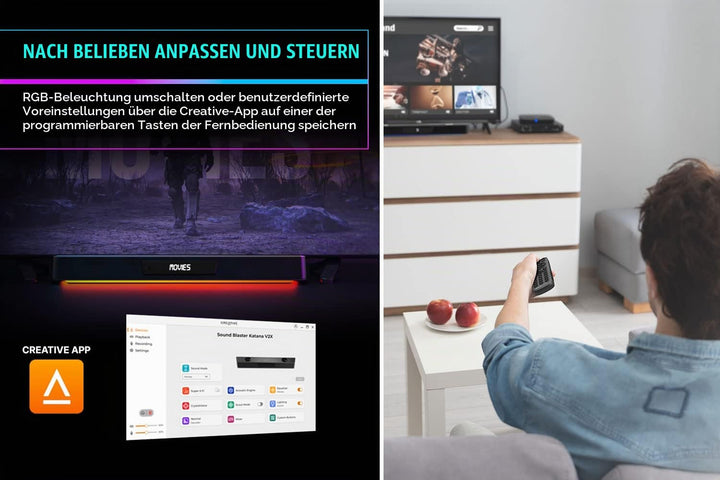 CREATIVE Sound Blaster Katana V2X, 2.1 Soundbar, HDMI ARC, USB Audio, SXFI, Optical-In