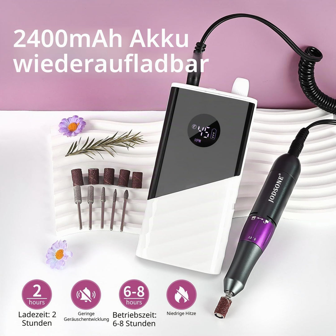 JODSONE Professioneller Nagelbohrer, 45000 U/min, wiederaufladbare Nagelfeile für Nagelgelentfernung