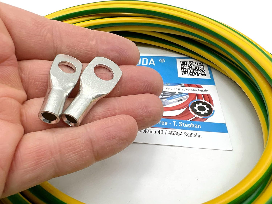 Erdungskabel 10m Erdungsleitung 16 mm² grün/gelb Kabelschuhe M8 + M10