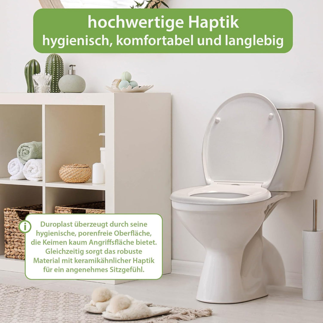 banjado Toilettendeckel mit Absenkautomatik 44,5x37cm - Soft Close Toilettensitz - WC Sitz mit Absen