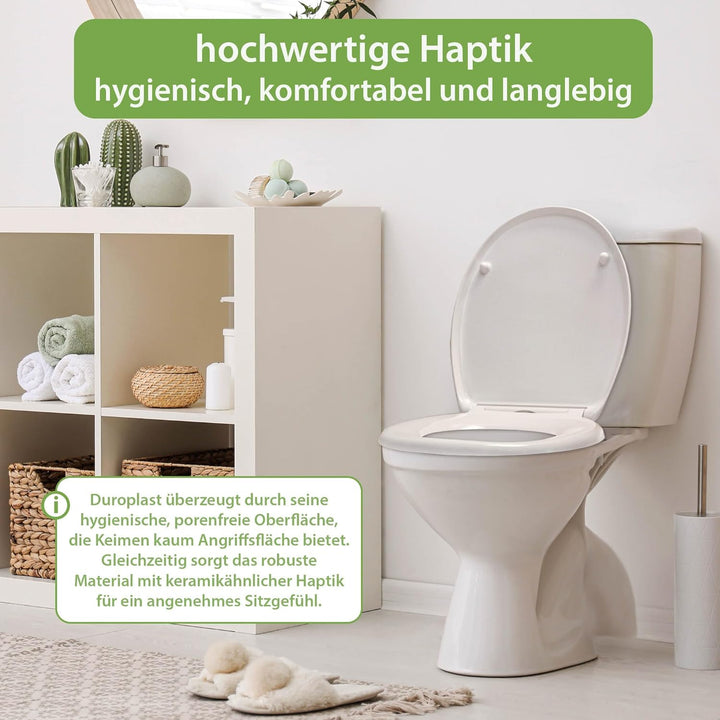 banjado Toilettendeckel mit Absenkautomatik 44,5x37cm - Soft Close Toilettensitz - WC Sitz mit Absen