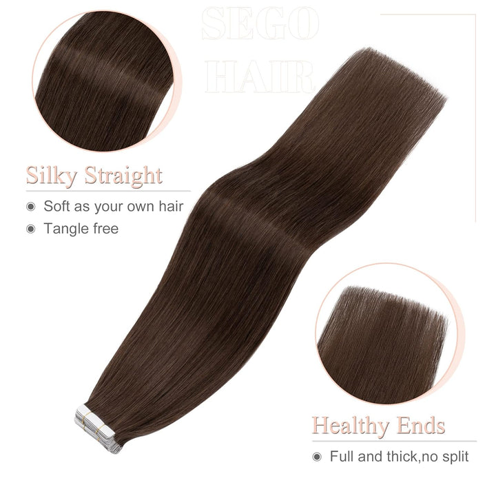 SEGO Echthaar Tape in Extensions Haarverlängerung Invisible Seamless Haarteile Skin Weft Menschenhaa