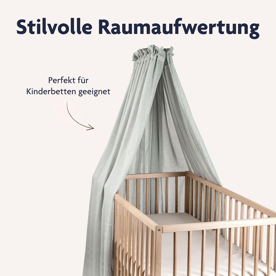 Julius Zöllner Betthimmel aus Voile – für Babybett &amp; Kinderbett – Kinderzimmer Deko – Salbei, Salbei