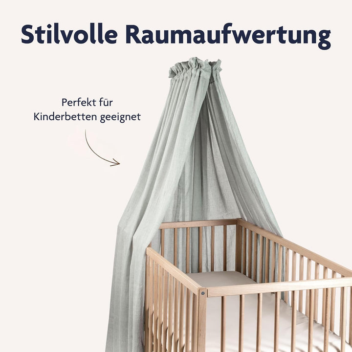 Julius Zöllner Betthimmel aus Voile – für Babybett &amp; Kinderbett – Kinderzimmer Deko – Salbei, Salbei