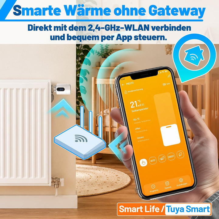Heizkörperthermostat, per App, Wochenprogramm, Weiss, 4 Stück Weiss 4 Stück, Weiss 4 Stück