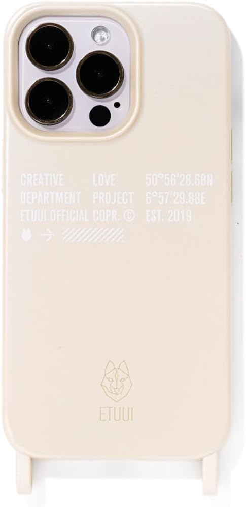 ETUUI Metallic Hook Hülle mit Ösen iPhone 13 Creme [kompatibel mit MagSafe] - hochwertige Schutzhüll