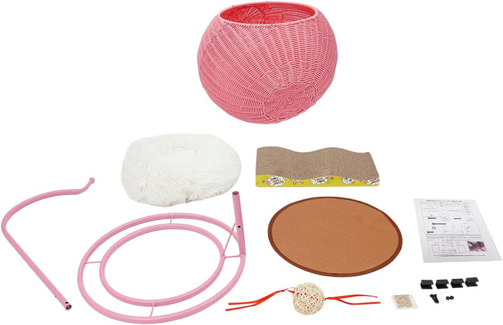 Katzenbett Katzen-Schaukel Katzenstuhl für drinnen Katzenkorb mit Weiches Kissen+Katzenspielball+Kra