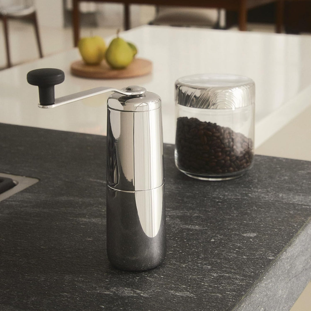 Alessi Slow coffee KT01 - Design Kaffeemühle aus Edelstahl 18/10 mit Knopf aus Thermoplastischem Kun
