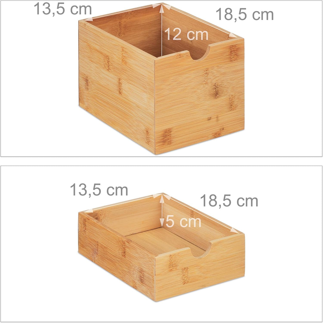 Relaxdays Schubladenbox, Bambus, 3 Schubladen, HxBxT: 28 x 17 x 21,5 cm, Schreibtisch Organizer, Bür