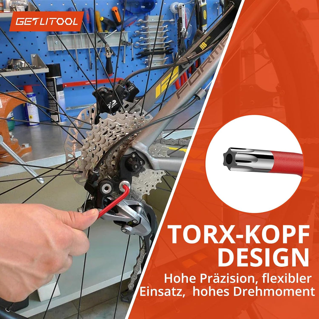 GETLITOOL Innensechskant Satz, 18tlg. Innensechskantschlüssel Kugel HX 1,5mm-10mm & Torx Winkelschlü