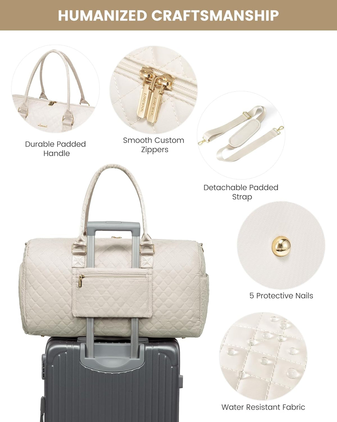 LOVEVOOK Reisetasche Sporttasche Damen, Weekender Travel Bag Kliniktasche Geburt mit Kulturtasche, S
