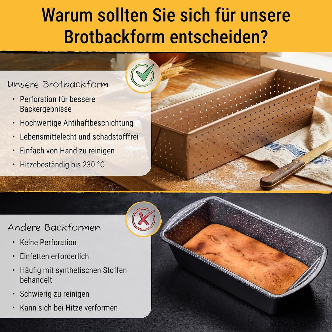 Birkmann, Laib &amp; Seele, perforierte Brotbackform, 30 cm, Backform für kleine Brote, aus bronzefarben