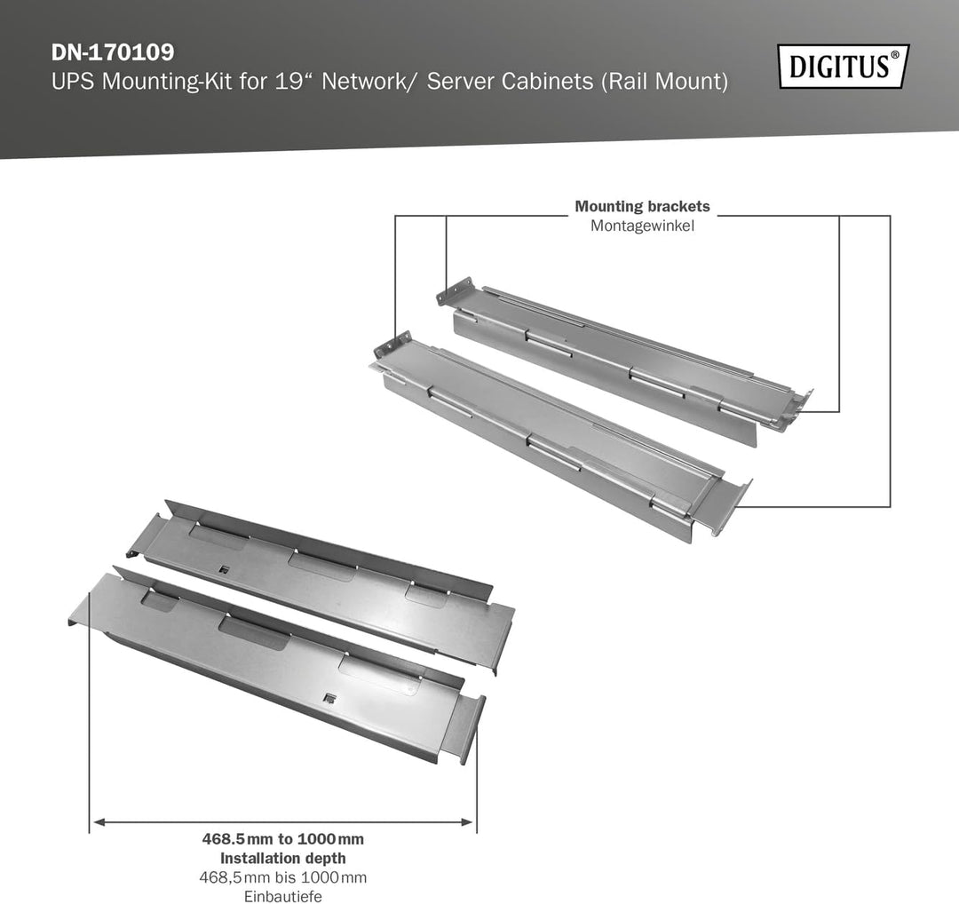 DIGITUS USV-Montage-Kit für 19" Netzwerk/Serverschränke (Profilschiene)
