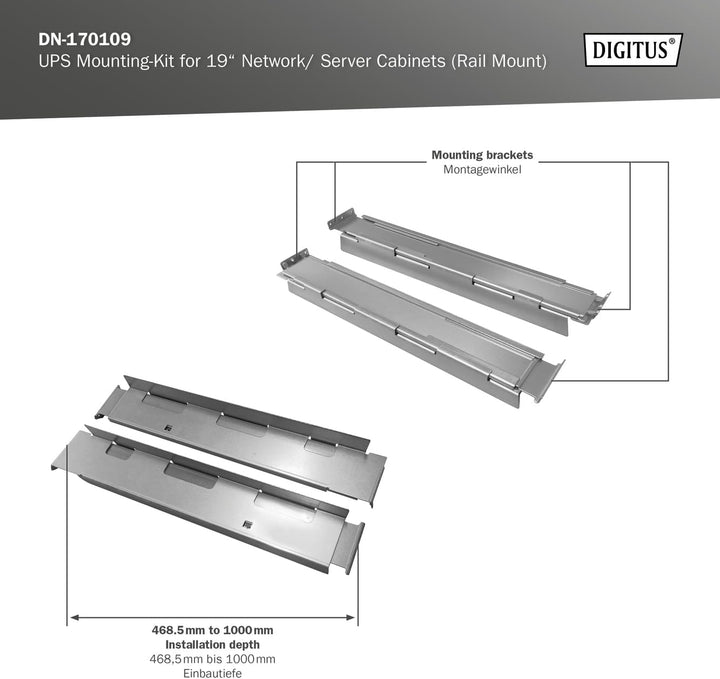 DIGITUS USV-Montage-Kit für 19" Netzwerk/Serverschränke (Profilschiene)