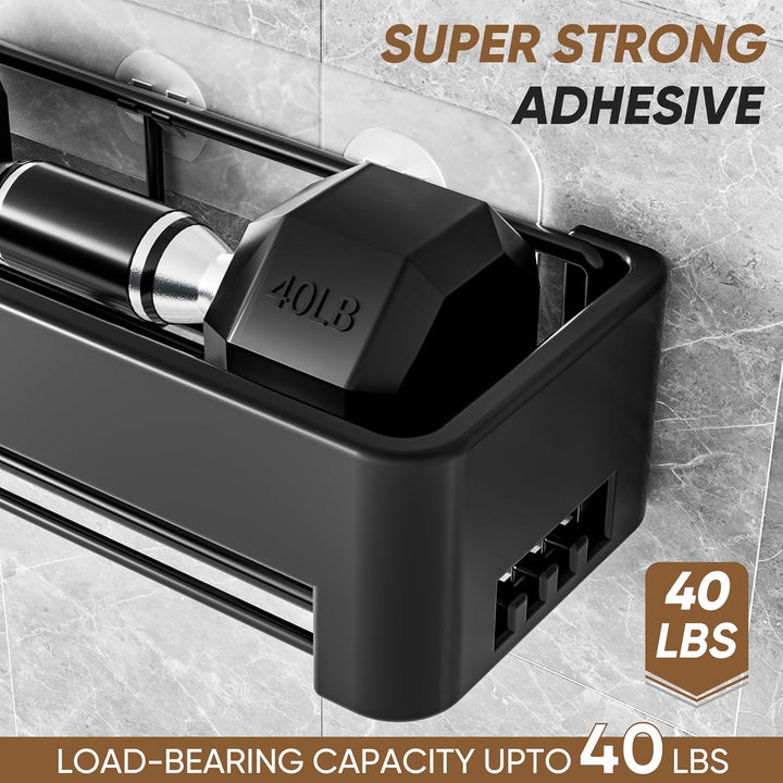 necvha Duschablage ohne Bohren - 4 Stück Badezimmer Organizer, grosse Kapazität Badregal mit Haken,