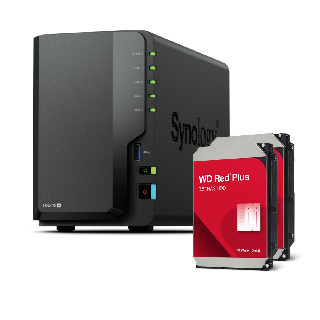 Synology DS225+ Bundle 16TB Western Digital (WD Red Plus 2X 8TB) 2-Bay Plus Serie - Intel Celeron J4