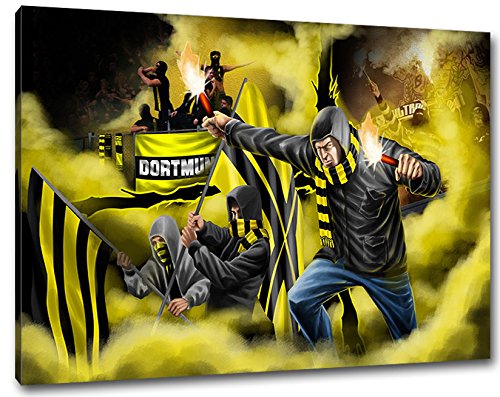Ultras Dortmund Format: 60x40, Bild auf Leinwand XL, fertig gerahmt