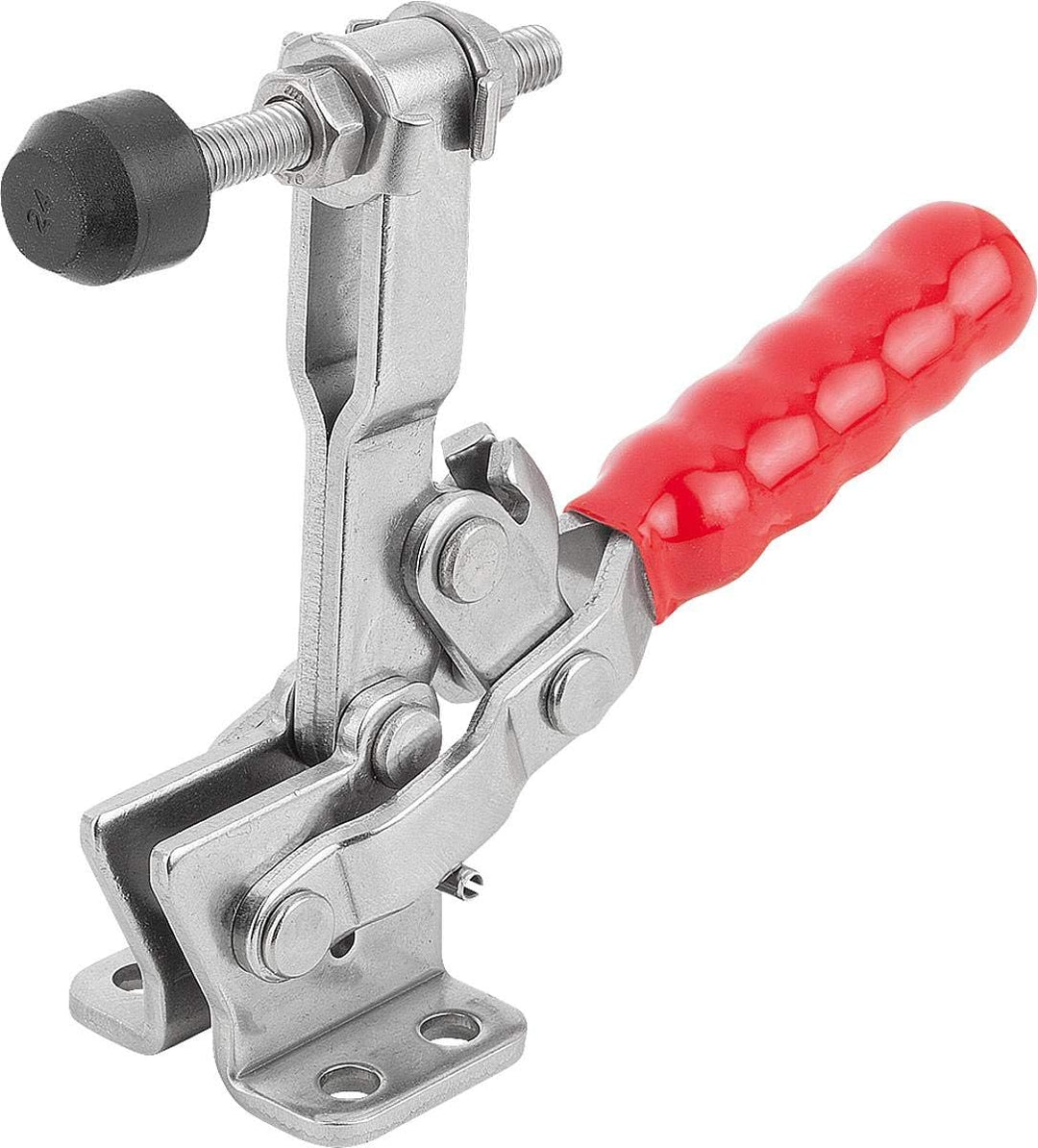 KIPP Schnellspanner vertikal mit waagrechtem Fuss - M6x50 Kniehebelspanner für Werkbänke, Maschinenb