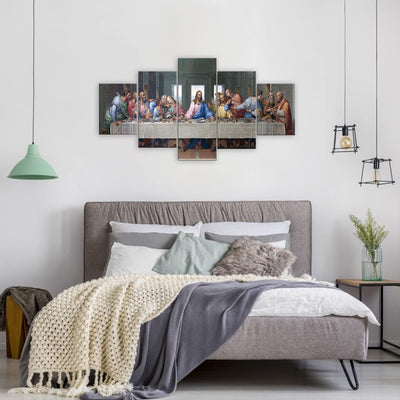 ZHONGYUTONG 5 Stück Jesus Christus Leinwand Wand Bild Gerahmt Letzte Abendmahl Bilder Gemälde Religi
