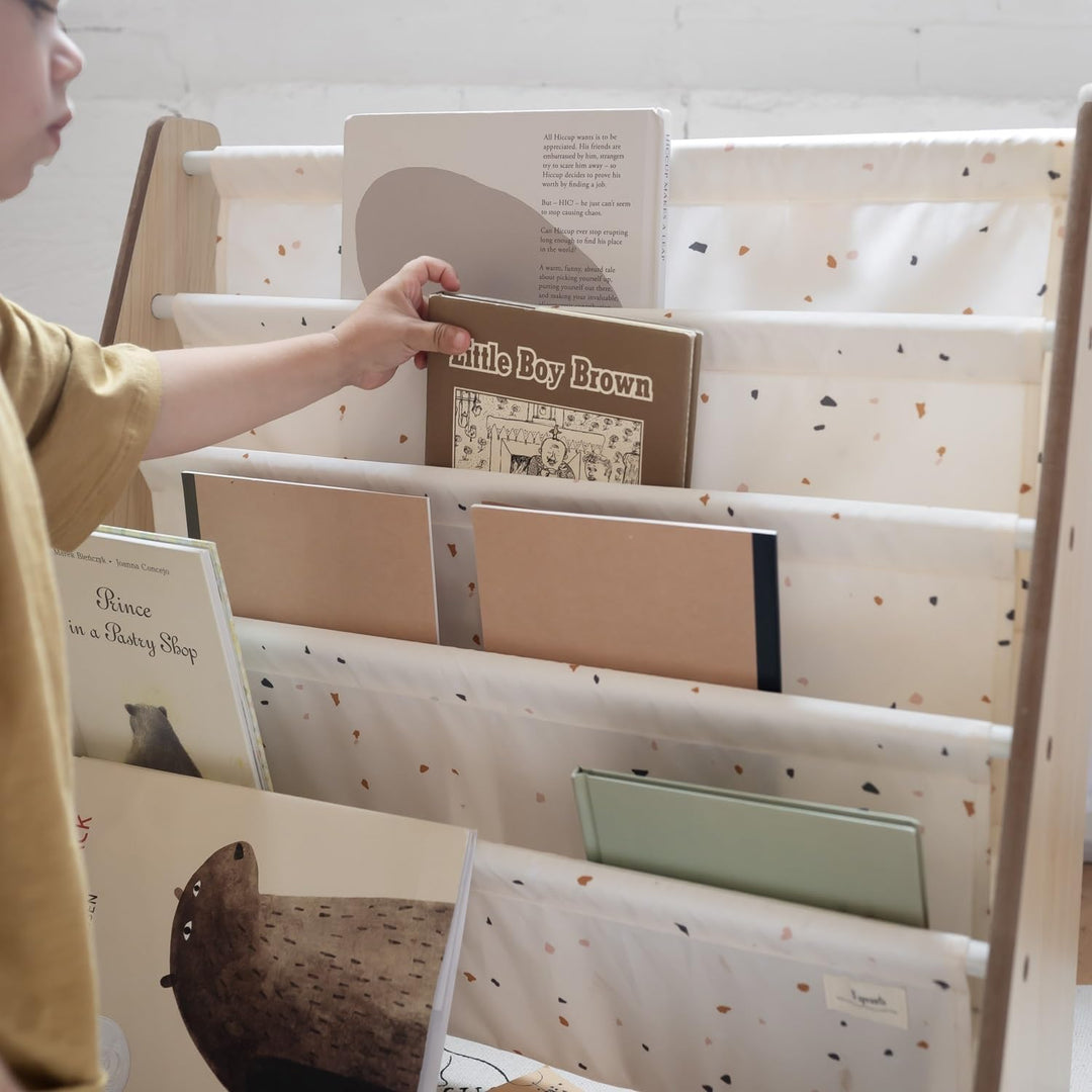 3 Sprouts Kinder Bücherregal aus Holz – Montessori Regal für Kinderzimmer - Terrazzo Creme, Terrazzo