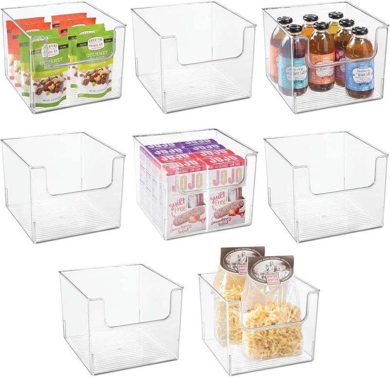 mDesign 8er-Set Aufbewahrungsbox für Lebensmittel – Küchen Ablage mit offener Vorderseite für Kühlsc