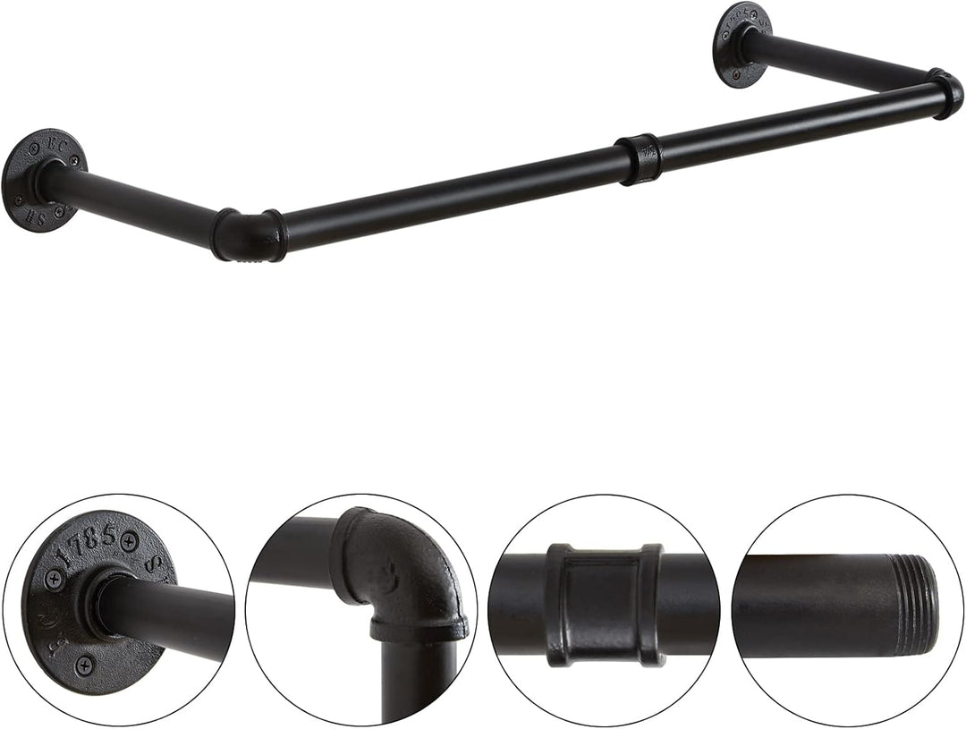 IBUYKE 94cm Kleiderstange Wandmontage 2er Set, Metall Industrial Garderobenstange Wandmontage mit 50