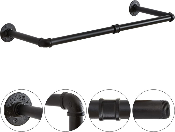 IBUYKE 94cm Kleiderstange Wandmontage 2er Set, Metall Industrial Garderobenstange Wandmontage mit 50