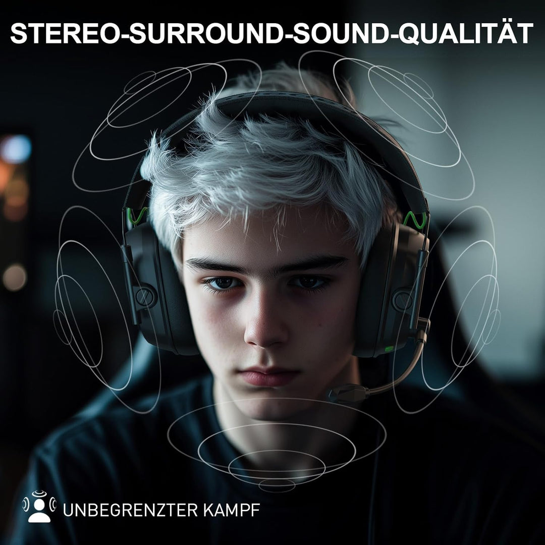 Skapendy VK81 Kabelloses Gaming Headset mit Bluetooth & LED-Licht – Für PS5, PC, Mac, Switch – Über