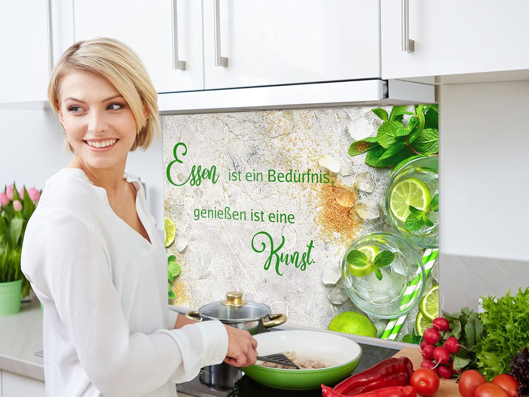 GRAZDesign Spritzschutz Küchenrückwand Glas Küche für Herd & Küchenspüle, Glasplatte für Rückwand Kü