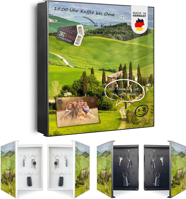 banjado Grosser Schlüsselkasten Metall - Schlüsselbox 30x30cm mit 32 Haken - Schlüsselkasten modern