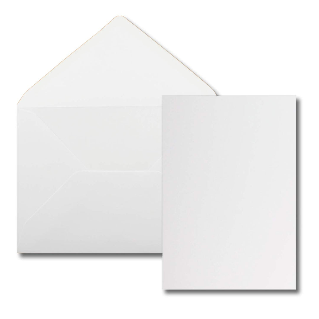 100 Stück Karte mit Umschlag Set - Einzel-Karten Din A5-14,8 x 21 cm hochweiss mit Brief-Umschlägen