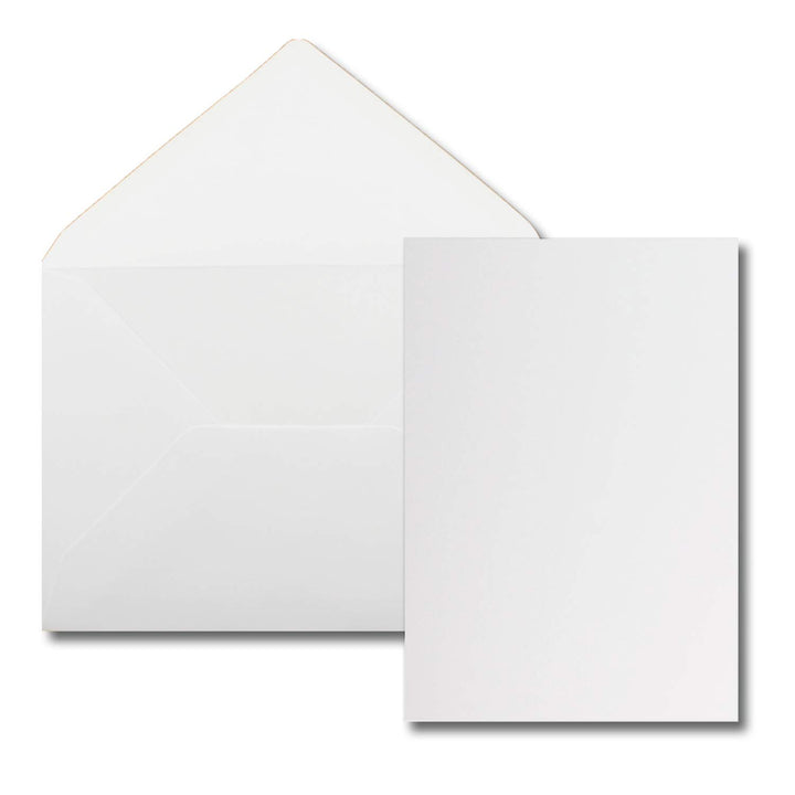 100 Stück Karte mit Umschlag Set - Einzel-Karten Din A5-14,8 x 21 cm hochweiss mit Brief-Umschlägen