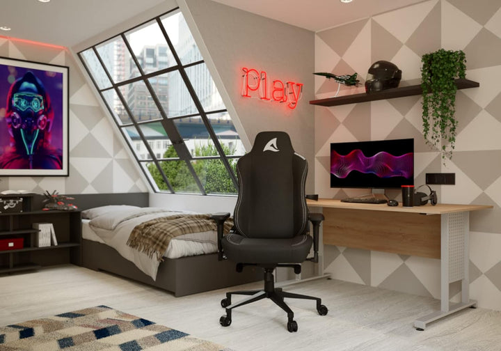 Sharkoon Silla Fabric Negro 160º Skiller SGS40 Gaming Stuhl, Schwarz, mit atmungsaktiven Stoff-Überz