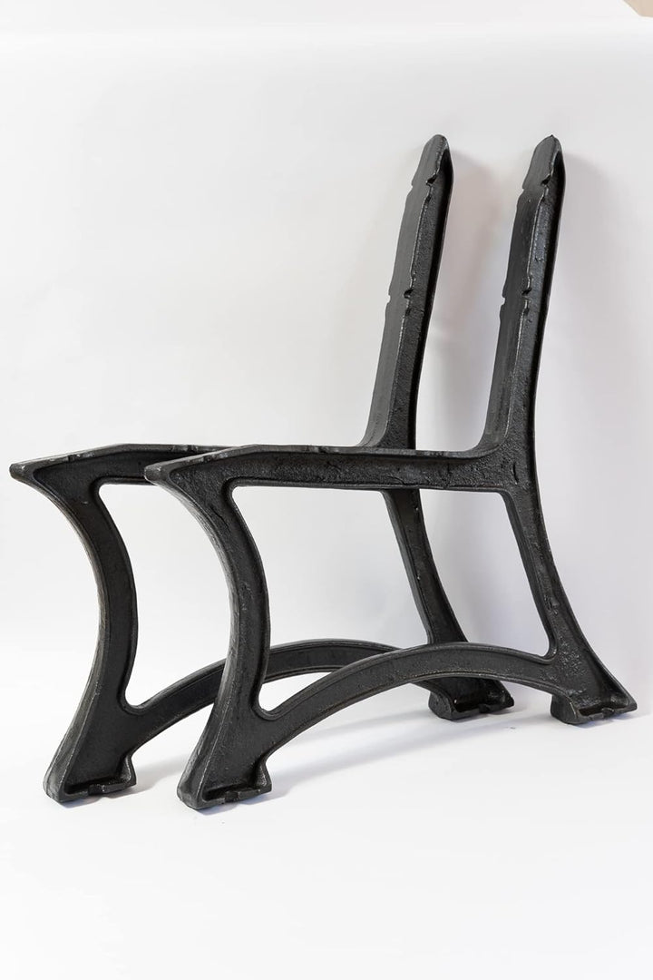 SEZAM Bankfüsse aus Gusseisen Schwarz x 2 Stück, mit Rückenlehne - 56 x 41 x 69 cm, für 5 Holzbankbr