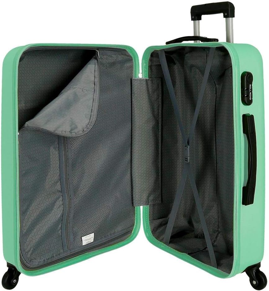 Roll Road Flex Kofferset Grün 55/65/75 cms Hartschalen ABS Kombinationsschloss 182L 4 Räder Handgepä