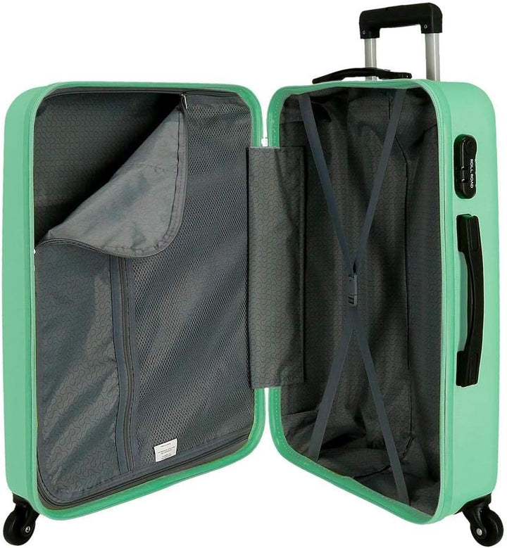 Roll Road Flex Kofferset Grün 55/65/75 cms Hartschalen ABS Kombinationsschloss 182L 4 Räder Handgepä