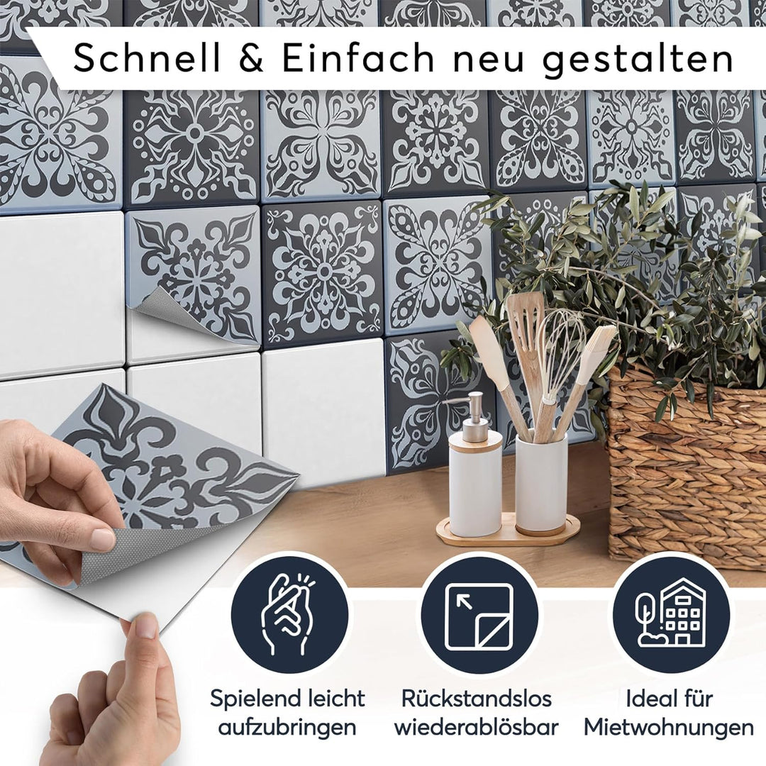 CREATISTO Mosaik Klebefliesen Stickerfliesen Fliesenfolie - Klebe Folie für Wandfliesen I Klebeflies