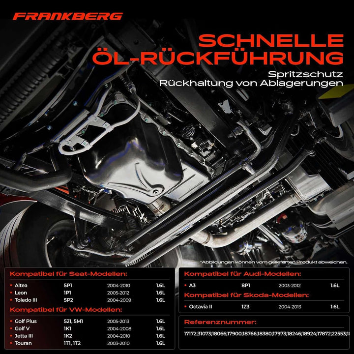 Frankberg Ölwanne für A3 8P Altea 5P1 Leon 1P1 Toledo III 5P2 Octavia II 1Z Golf Plus Golf V J-e-t-t