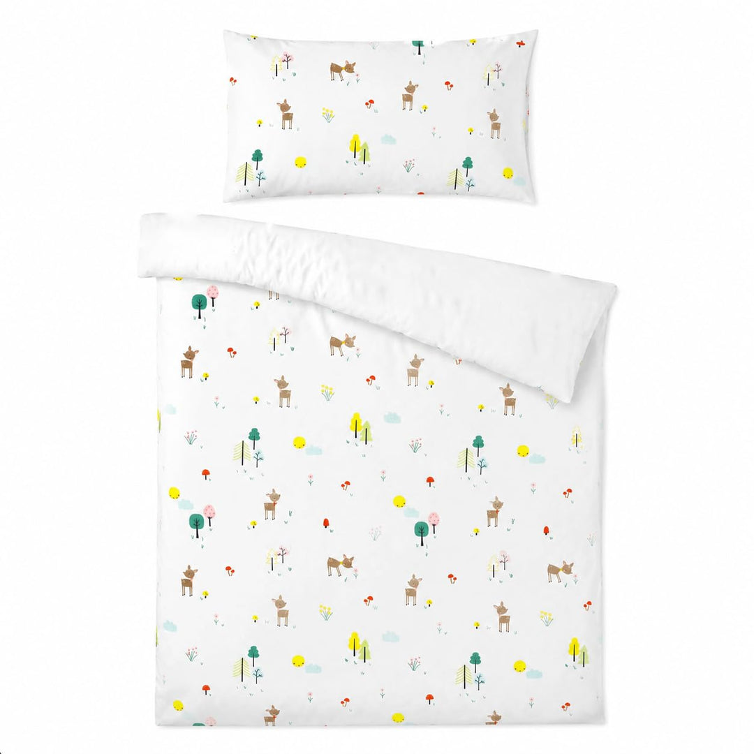 Wendbare Babybettwäsche-Sets (60 x 120 cm), 100 % Baumwolle, bestehend aus Bettbezug und Kissenbezug