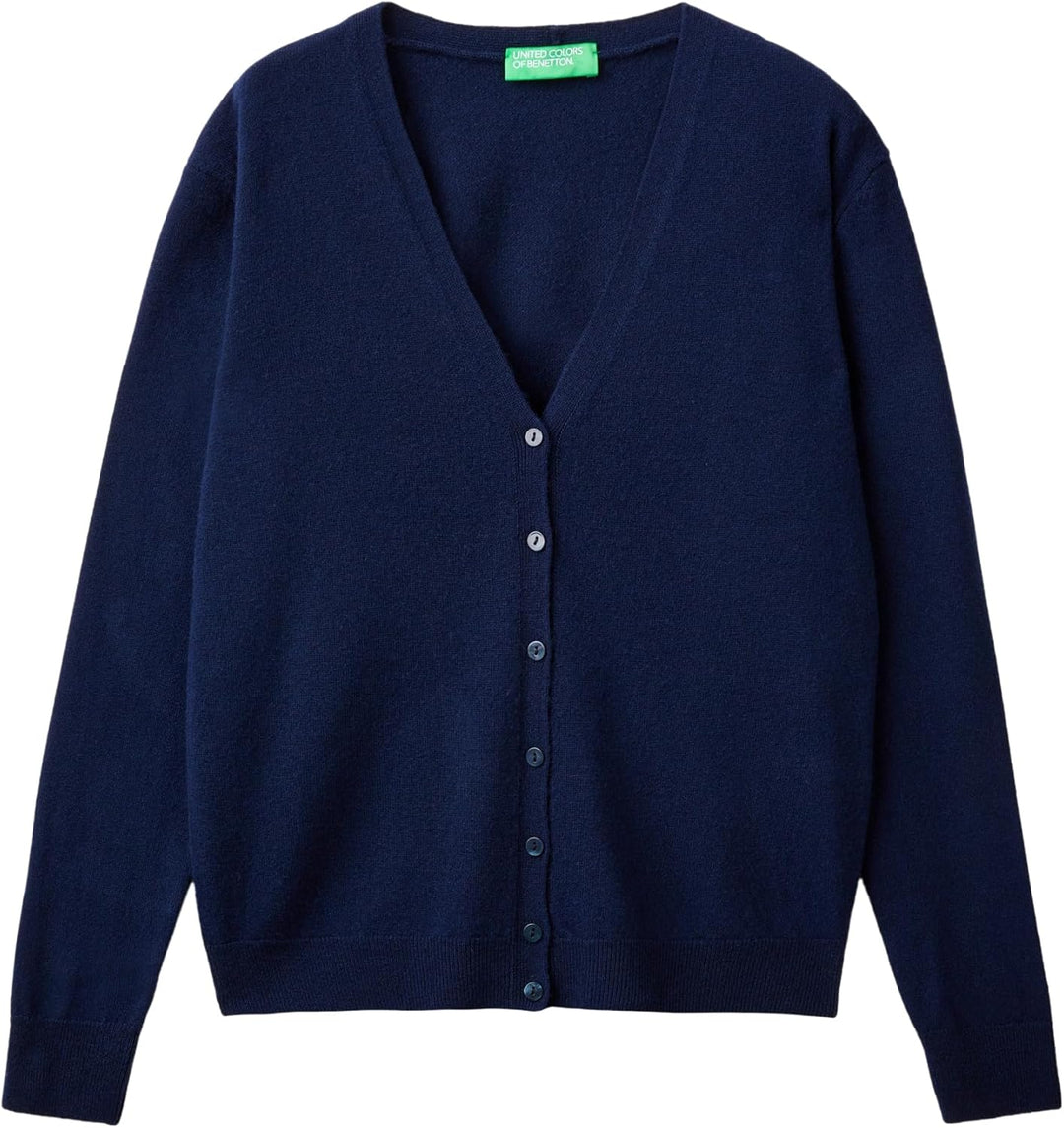 United Colors of Benetton Damen Cardigan M/L 1002d6879 Strickjacke L Blau, L Blau
