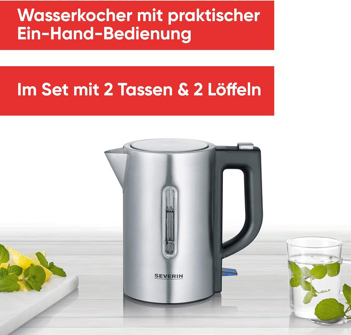 SEVERIN Reise-Wasserkocher-Set, Mini-Reisewasserkocher für 0,5 L, elektrischer Wasserkocher & Automa