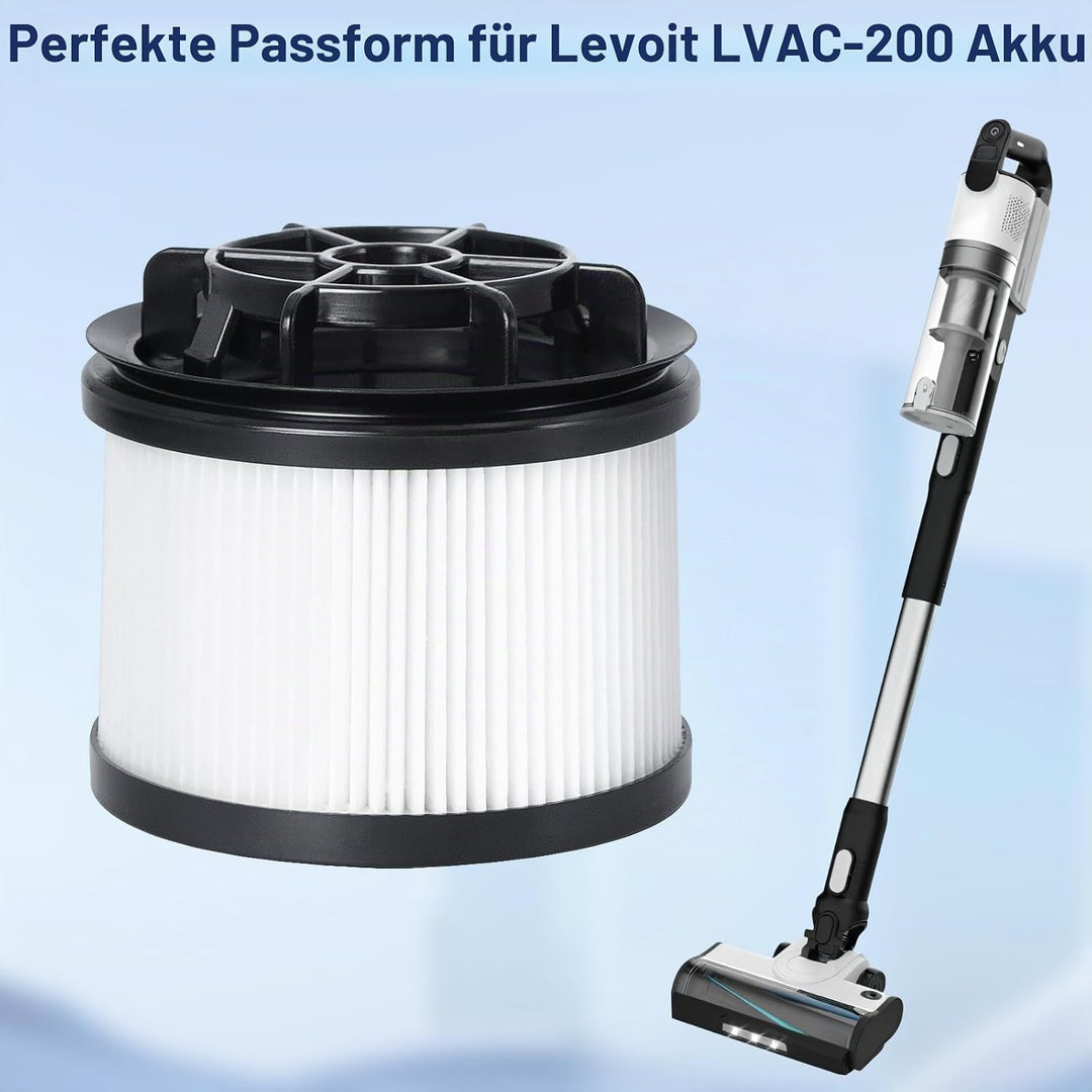 Hepa-Filter Ersatzteile für Levoit LVAC-200 Akku Staubsauger, 4 Nachmotor-HEPA-Filter, 4 Schaumstoff