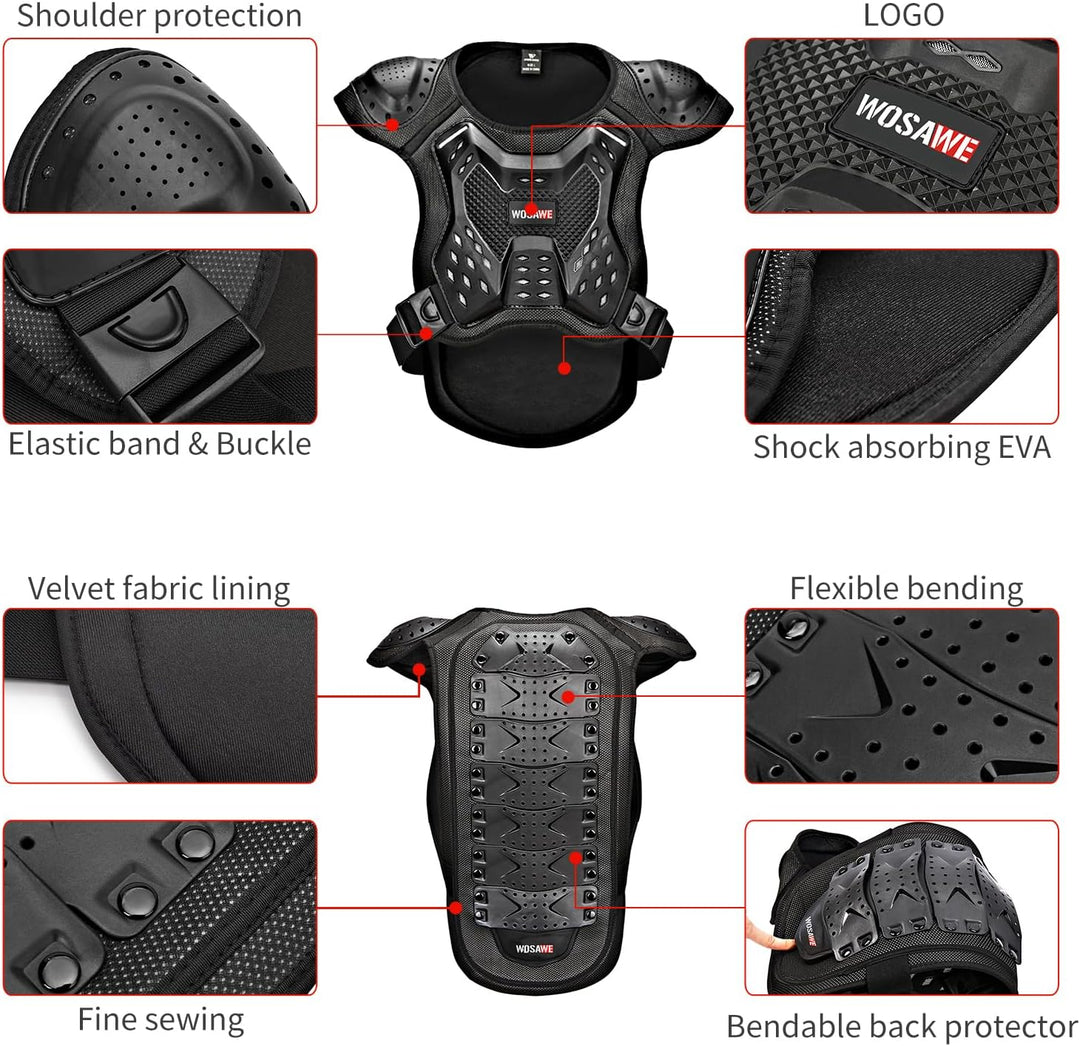 WOSAWE Motorrad Schutz Jacke für Erwachsene, Brustpanzer Racing Guard Rückenprotektoren Schutzausrüs