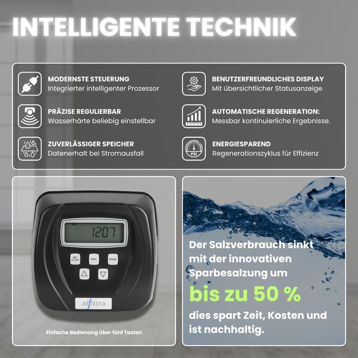 ALFILTRA Wasserenthärtungsanlage - Basic 60 - Kompakte Entkalkungsanlage für weiches Wasser, Salzspa