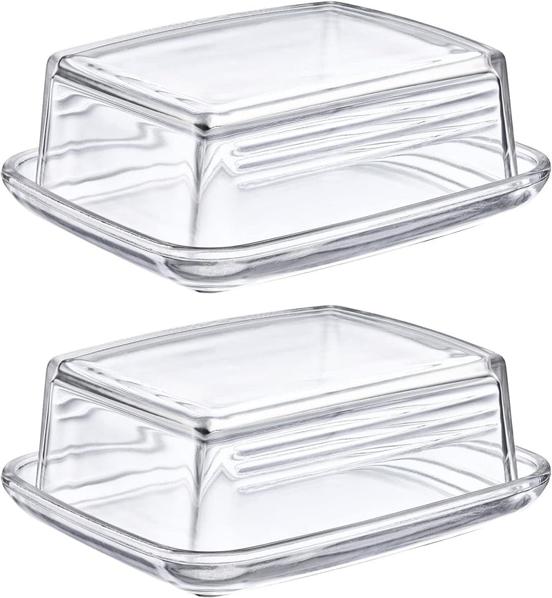 Westmark 2 Butterdosen aus Glas, Länge: 14,3 cm, Transparent, 208522E3 Glas Set 2tlg., Glas Set 2tlg